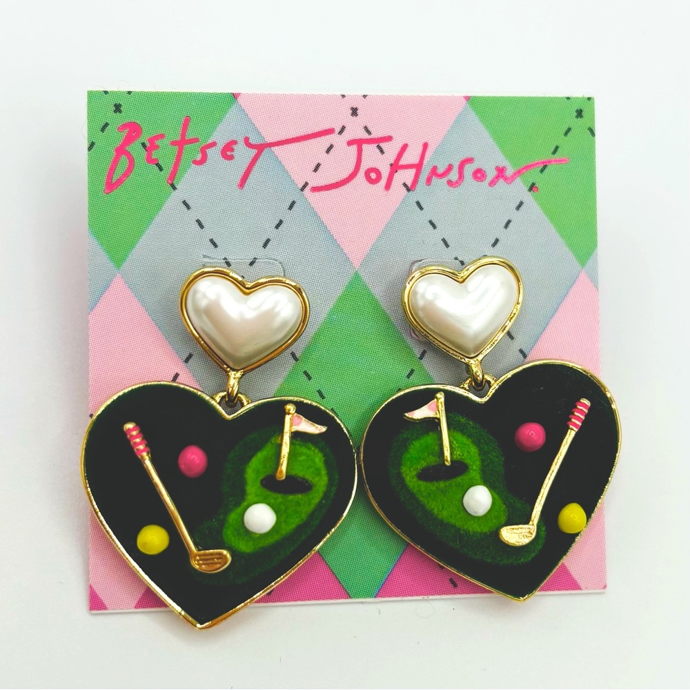 LAST ONE!!! Betsey Johnson Golf Heart Earrings